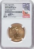 2021 $25 Gold Eagle Type 1/2 oz NGC MS69 Obverse Struck Through Error David Moti